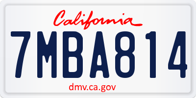 CA license plate 7MBA814