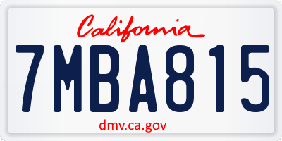 CA license plate 7MBA815
