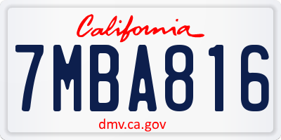 CA license plate 7MBA816