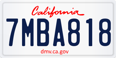 CA license plate 7MBA818
