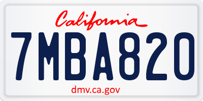 CA license plate 7MBA820