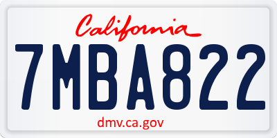 CA license plate 7MBA822