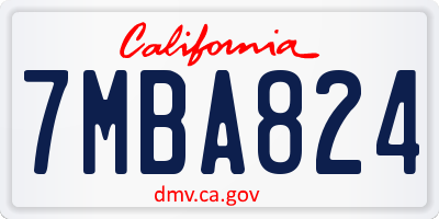 CA license plate 7MBA824