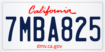 CA license plate 7MBA825