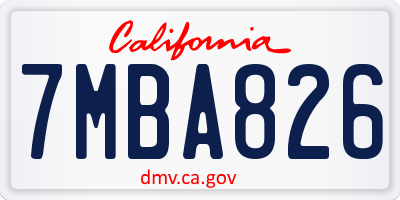 CA license plate 7MBA826