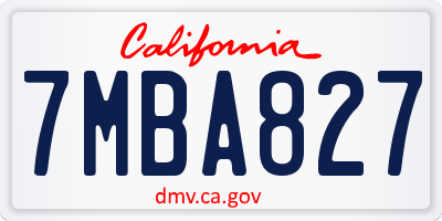 CA license plate 7MBA827