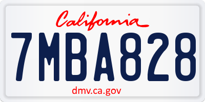 CA license plate 7MBA828