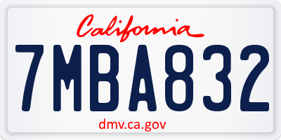 CA license plate 7MBA832