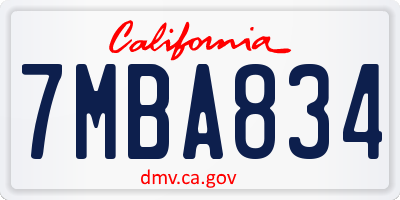 CA license plate 7MBA834