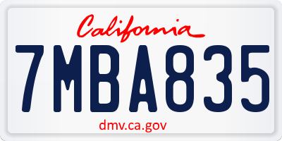CA license plate 7MBA835