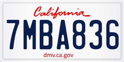 CA license plate 7MBA836