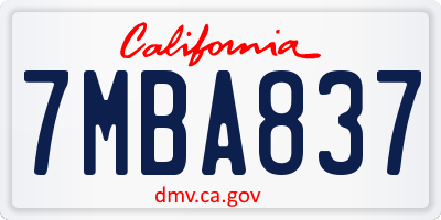CA license plate 7MBA837