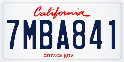 CA license plate 7MBA841