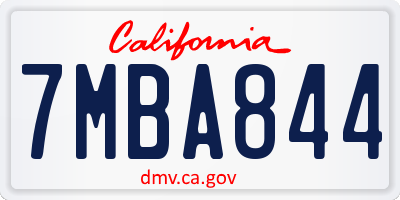 CA license plate 7MBA844