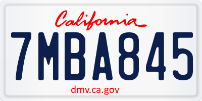 CA license plate 7MBA845
