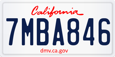 CA license plate 7MBA846