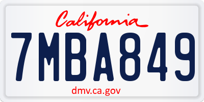 CA license plate 7MBA849