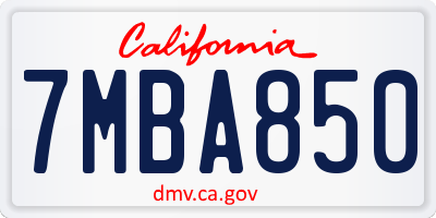 CA license plate 7MBA850