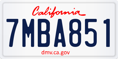CA license plate 7MBA851