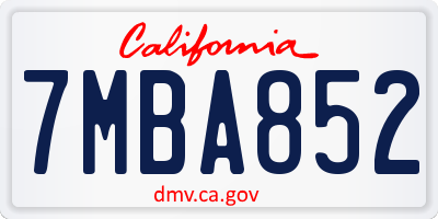 CA license plate 7MBA852