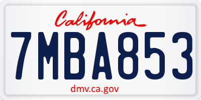CA license plate 7MBA853