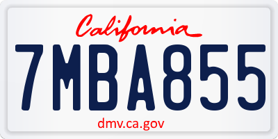 CA license plate 7MBA855
