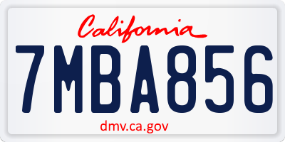 CA license plate 7MBA856