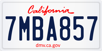 CA license plate 7MBA857