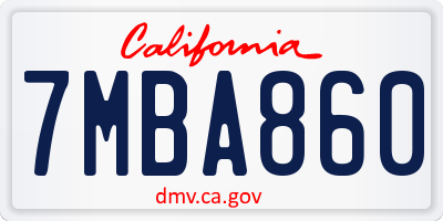 CA license plate 7MBA860