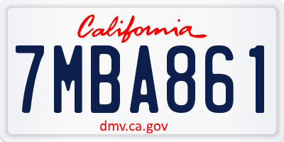CA license plate 7MBA861