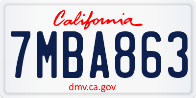 CA license plate 7MBA863