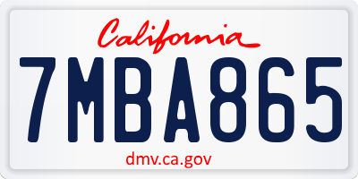 CA license plate 7MBA865