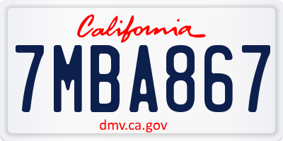 CA license plate 7MBA867