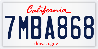 CA license plate 7MBA868