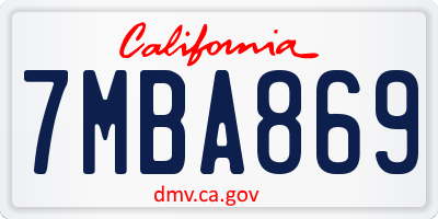 CA license plate 7MBA869