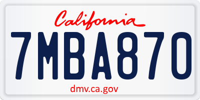 CA license plate 7MBA870