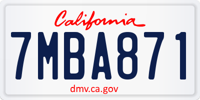 CA license plate 7MBA871
