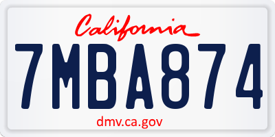 CA license plate 7MBA874