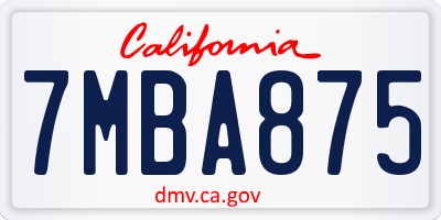 CA license plate 7MBA875
