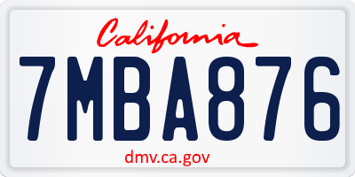 CA license plate 7MBA876