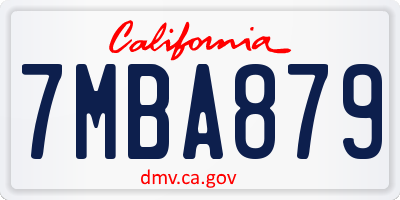 CA license plate 7MBA879