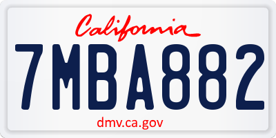 CA license plate 7MBA882