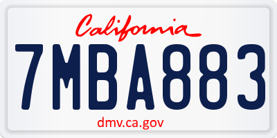 CA license plate 7MBA883