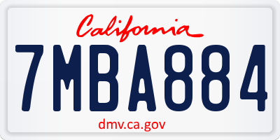 CA license plate 7MBA884