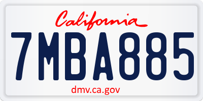 CA license plate 7MBA885