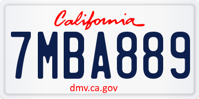 CA license plate 7MBA889