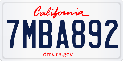 CA license plate 7MBA892