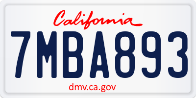 CA license plate 7MBA893