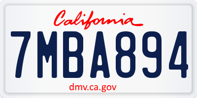 CA license plate 7MBA894