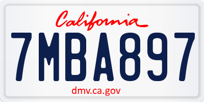 CA license plate 7MBA897